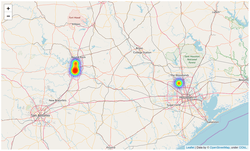 Generated Python Geographical Heat Map