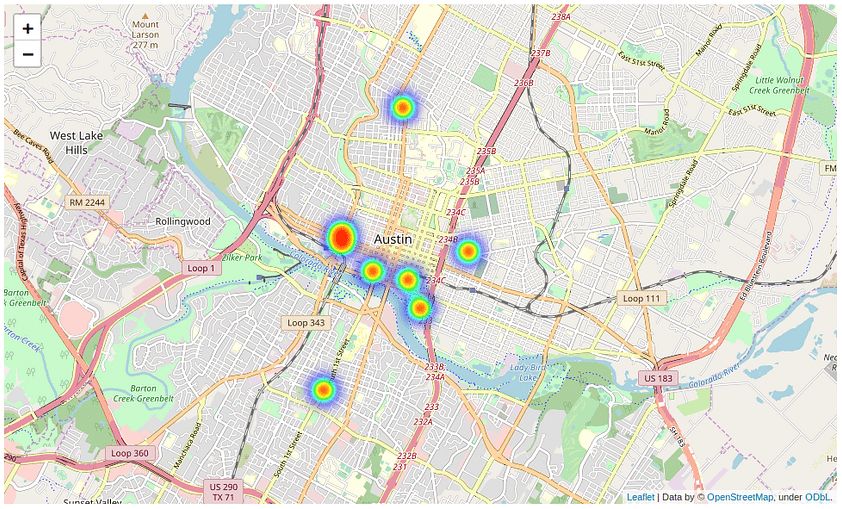 Generated Python Geographical Heat Map with zoom